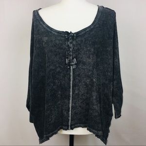 Free People oversized-black acid wash Sweater  S